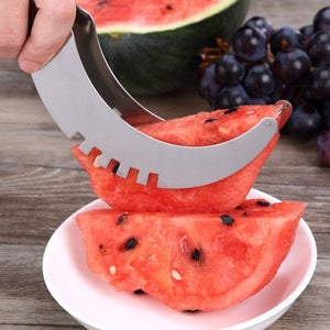 Stainless Steel Watermelon Cutter Plastic Slicer Portable Cutter Tongs Fruit Melon Tools Watermelon Cubes Kitchen Accessories