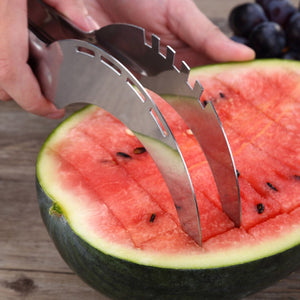 Stainless Steel Watermelon Cutter Plastic Slicer Portable Cutter Tongs Fruit Melon Tools Watermelon Cubes Kitchen Accessories