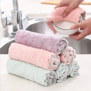 1pcs Double-sided Strong Absorbent Rag Non-stick Oil Dish Towel Dry or Wet  Dishcloth Kitchen Gadgets Kitchen Accessories. q