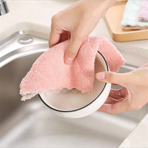 1pcs Double-sided Strong Absorbent Rag Non-stick Oil Dish Towel Dry or Wet  Dishcloth Kitchen Gadgets Kitchen Accessories. q