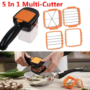 5 in 1 Multifunctional Vegetable Cutter with Steel Blade Stainless Food Fruit Slicer Chopper with Container Kitchen Accessories