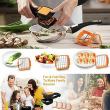 Charger l&#39;image dans la galerie, 5 in 1 Multifunctional Vegetable Cutter with Steel Blade Stainless Food Fruit Slicer Chopper with Container Kitchen Accessories